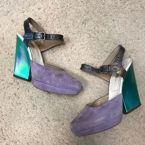 Dries Van Noten Purple/Hologram Heels